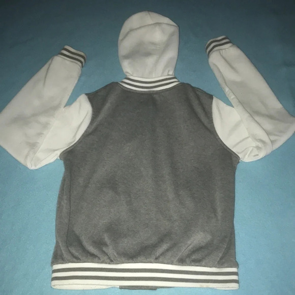NEW LOOK varsity letterman style jacket hoodie snap up closure size M - Picture 2 of 8